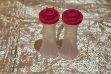 New Tupperware Small 4” Hourglass Salt and Pepper Shakers Mini Fiusha Color picture