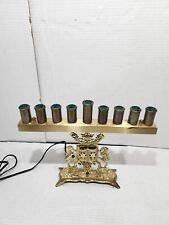 Vintage Brass Menorah 9 Candleholders Bench Judah Lions picture