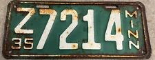 1935 4 digit Minnesota License plate Z 7214  picture
