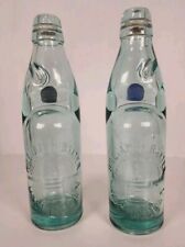 Pair Of William H Baxter Mineral Water Bottles Blue & Black Marble Codd Stopper picture