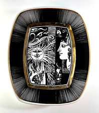 Endre Szasz Hollohaza Art Porcelain Trinket Dish Tray Hungary Black White 5.5