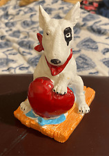 Vintage 80s spuds McKenzie bull terrier hard plastic dog with heart bank picture