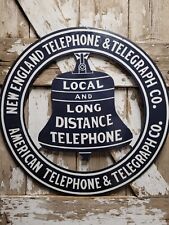 RARE VINTAGE NEW ENGLAND TELEPHONE PORCELAIN SIGN AMERICAN TELEGRAPH PHONE CO. picture