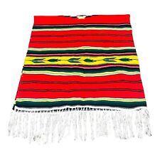 VTG 1940s Saltillo Serape Hand Woven Wool Mexican Blanket 30”x56” Wall Hanging picture