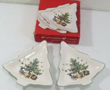 Nikko Christmastime 2 pc Tree Shaped Candy Dish 6'' In Original Box picture