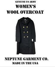 NEW 18L WOMEN'S US ARMY MDW WOOL OVERCOAT TRENCH PEA COAT DARK ASU DRESS BLUE picture