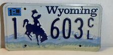 Genuine Wyoming License Plate Bucking Bronco 1 603 CL 1998 Tag picture