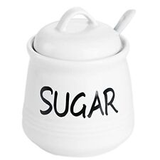 Porcelain Sugar Bowl With Lid And Spoon 12oz white picture