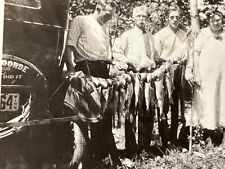 CC) Photo Family Photo With Caught Fish Line Old Car Minnesota 1920-30's picture