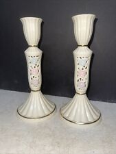 Partylite Spring Blossom Tapered Candle Stick Holders W Stickers Set Of Two EUC picture