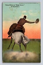 Verne Elliot On High Tower, Cowboy Horse Riding, Antique, Vintage c1912 Postcard picture