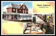 Gettysburg PA Linen Postcard Dutch Cupboard Tea House Dual View Unposted pc269 picture