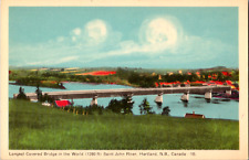 Vintage 1920's Worlds Longest Covered Bridge, Saint John River Canada Postcard picture