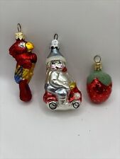 Lot of 3 Vintage Mercury/Hand Blown Glass Christmas Tree Ornaments Parrot Berry picture