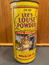 Antique 1 Lb LEE'S LOUSE POULTRY POWDER Shaker Top Tin Cardboard Omaha, Nebraska picture
