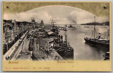 Montreal Quebec Canada 1906 Postcard Montreal Harbor Ships Rail Cars Buildings picture