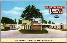 1957 NEW ORLEANS Postcard ROYAL PALM HOTEL COURTS Highway 90 Roadside Chrome picture