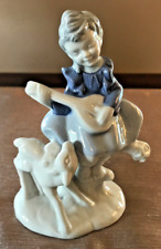 Vintage Gerold Porzellan Bavaria Porcelain Girl w/ Mandolin & Fawn Deer 6663 5