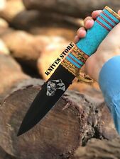 Handmade beautiful Custom Knife with Turquoise Stone Handle &Black coated Blade picture