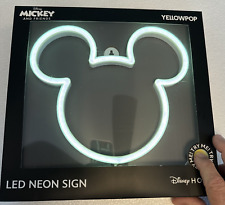 MICKEY MOUSE, WHITE LED NEON SIGN, by DISNEY HOME, YELLOWPOP, (USB See Pictures) picture