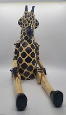 Handmade Vintage Jointed Wooden Shelf Sitter Giraffe Wood Animal Toy picture