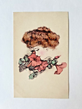 Antique Vintage COBB SHINN Postcard Beautiful Lady Woman 4 O'Clock Flowers picture