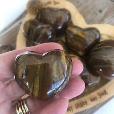Natural Tiger's Eye Carved Crystal heart reiki Healing Tiger Eye 1pc picture