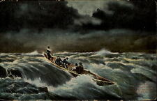 Big John & Party shooting Lachine Rapids ~ Montreal Quebec Canada ~ night c1910 picture