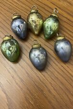 6 Mini Mercury Glass Kugel Vintage Style Egg Ornaments Green Valentines Easter picture