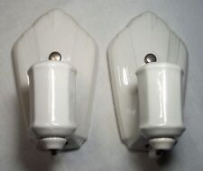 Antique Sconce Pair Vtg Porcelain Light Fixture Ceramic Wall 2 Rewired USA #A16 picture