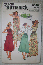 Vintage 80s BUTTERICK Sewing Pattern 6140 Quick Drawstring Dress or Skirt Large picture