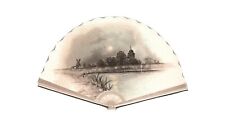 1880s-90s Wind Mill Pond Fan Shape Trade Card P.H. Vose & Co. Maine Dinner Sets picture
