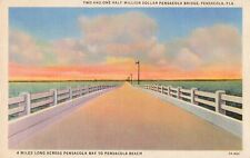 Pensacola FL Florida, 4 Mile Bridge to Pensacola Beach, Vintage Postcard picture