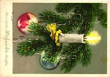 Vintage Postcard 4x6- Vintage Christmas Postcard Candle on tree picture