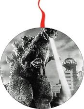 Retro Godzilla 1955 Flames Christmas Holiday ornament 3 inches round 2 sided picture