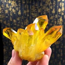 Natural Yellow Quartz Cluster Aura Crystal Cluster Mineral Specimen Healing 1Pc picture