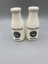 Vintage Country Fresh Milk Bottle Salt and Pepper Shakers - Ceramic picture