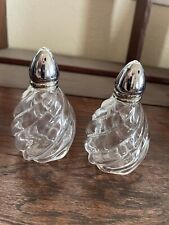 Vintage Irice Salt and Pepper Shakers Swirl Pattern with Chrome Tops Japan  picture