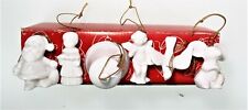 6 White Porcelain Christmas Holiday 2” Ornaments Vtg Japan ‌Santa Angel Mouse picture