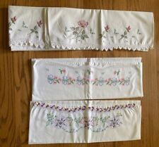 Lot 4 Vintage Embroidered Pillowcases Mixed Lot - 1 Matching Pair picture