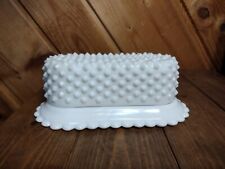 Vintage Fenton White Milk Glass hobnail Covered butter dish picture