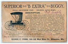 c1900's Cribb Buggy Full Leather Top Advertising Milwaukee Wisconsin WI Postcard picture