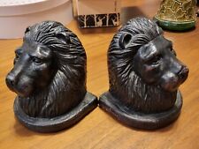 VINTAGE Cast RESIN Heavy LION King Of The Jungle HEAD BOOKENDS picture
