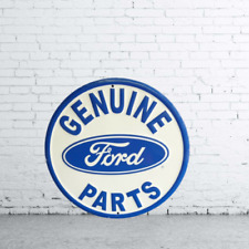 Ford Genuine Parts:  Porcelain Enamel Heavy Metal Sign 30 Inches Round SS picture