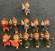VINTAGE KITCHY ANGEL CHRISTMAS ORNAMENTS DECORATIONS MCM Lot Of 11 picture