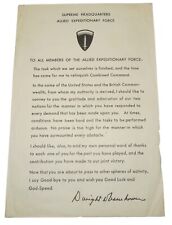 Original WWII US Military Dwight Eisenhower End of War V-E Day SHAEF Letter picture
