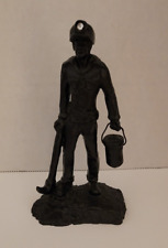 Coal Miner Figure With Helmet Handcrafted Coal Resin James D England 6