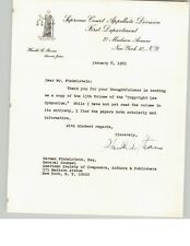 Judge Harold A Stevens Signed Herman Finkelstein Letter Supreme Court ASCAP 1965 picture