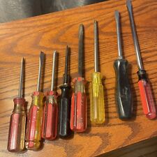 Lot of 8 vintage screwdrivers flathead stanley snap on craftsman channellock picture