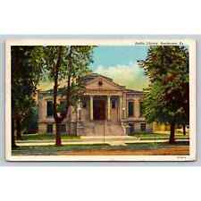 c1930s Vintage Linen Used Postcard Public Library Building Henderson Kentucky picture